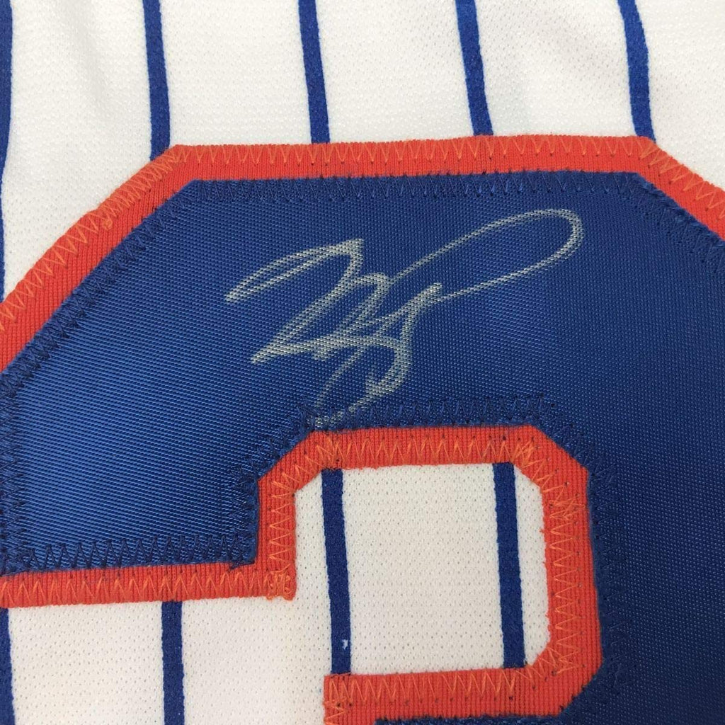 Framed Autographed/Signed Mike Piazza 35x39 New York NY Pinstripe Baseball Jersey Beckett BAS COA