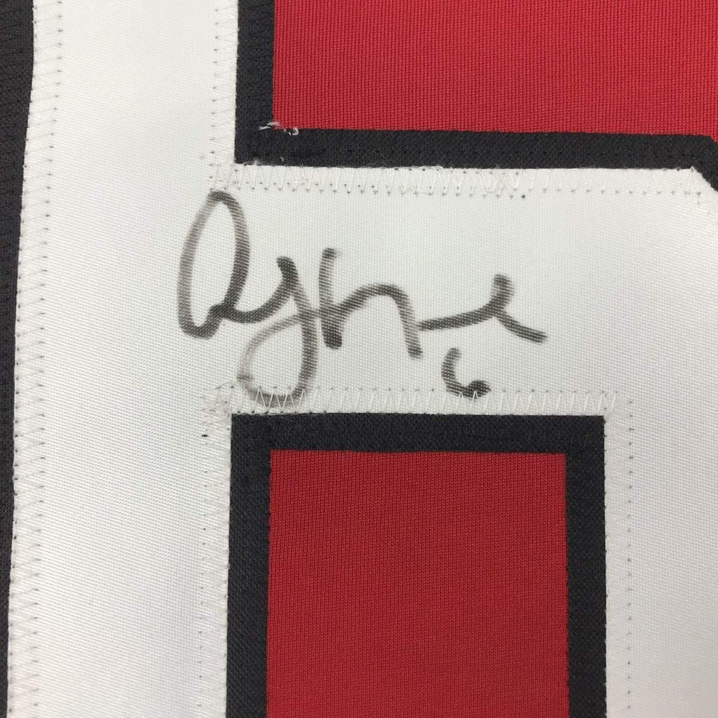 Framed Autographed/Signed Andy Greene 35x39 New Jersey Red Hockey Jersey PSA/DNA COA