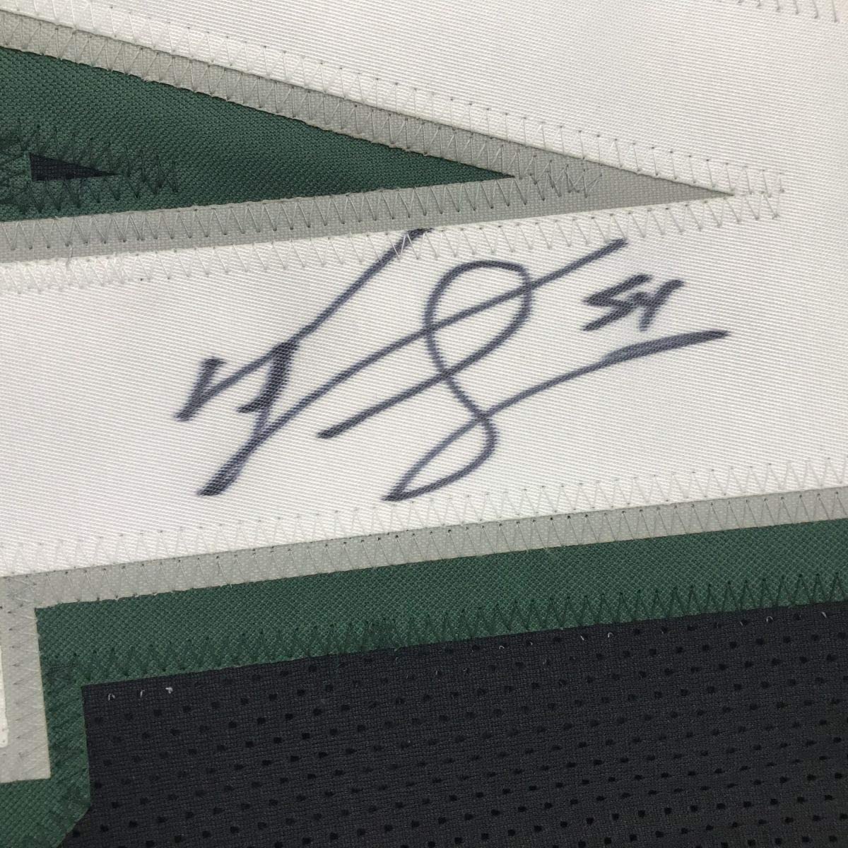 Framed Autographed/Signed Jeremiah Trotter 35x39 Philadelphia Black Football Jersey JSA COA