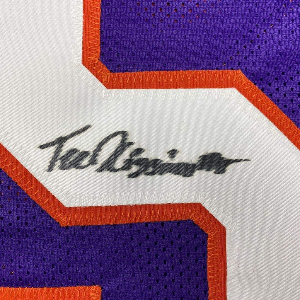 Framed Autographed/Signed Tee Higgins 35x39 Clemson Purple College Football Jersey JSA COA