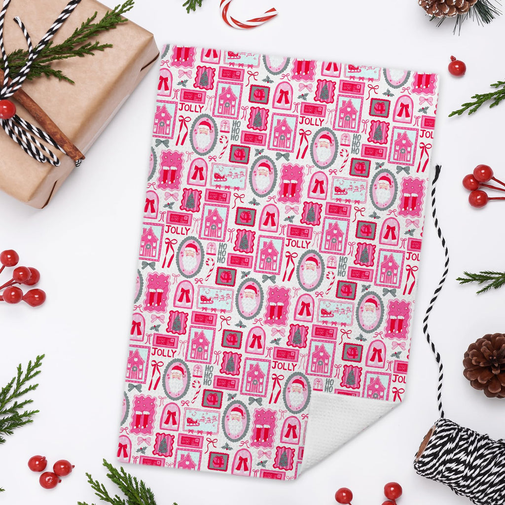 WDSFHYJK Coquette Christmas Santa Kitchen Towels Hot Pink 16x24 Inch