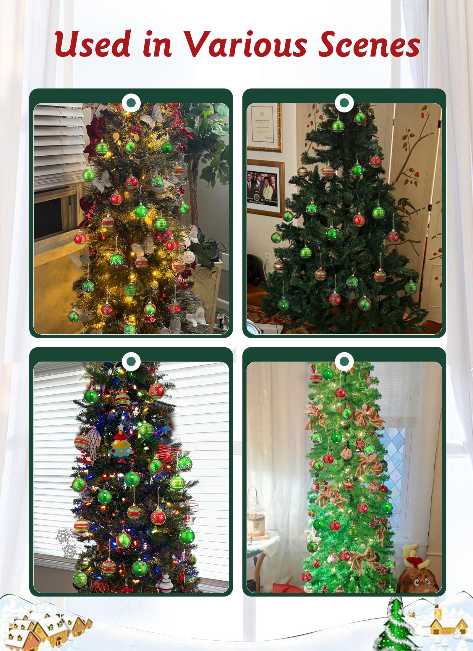 SmartDawn 12 Pcs 3.15in Christmas Ball Ornaments Red Green Plastic