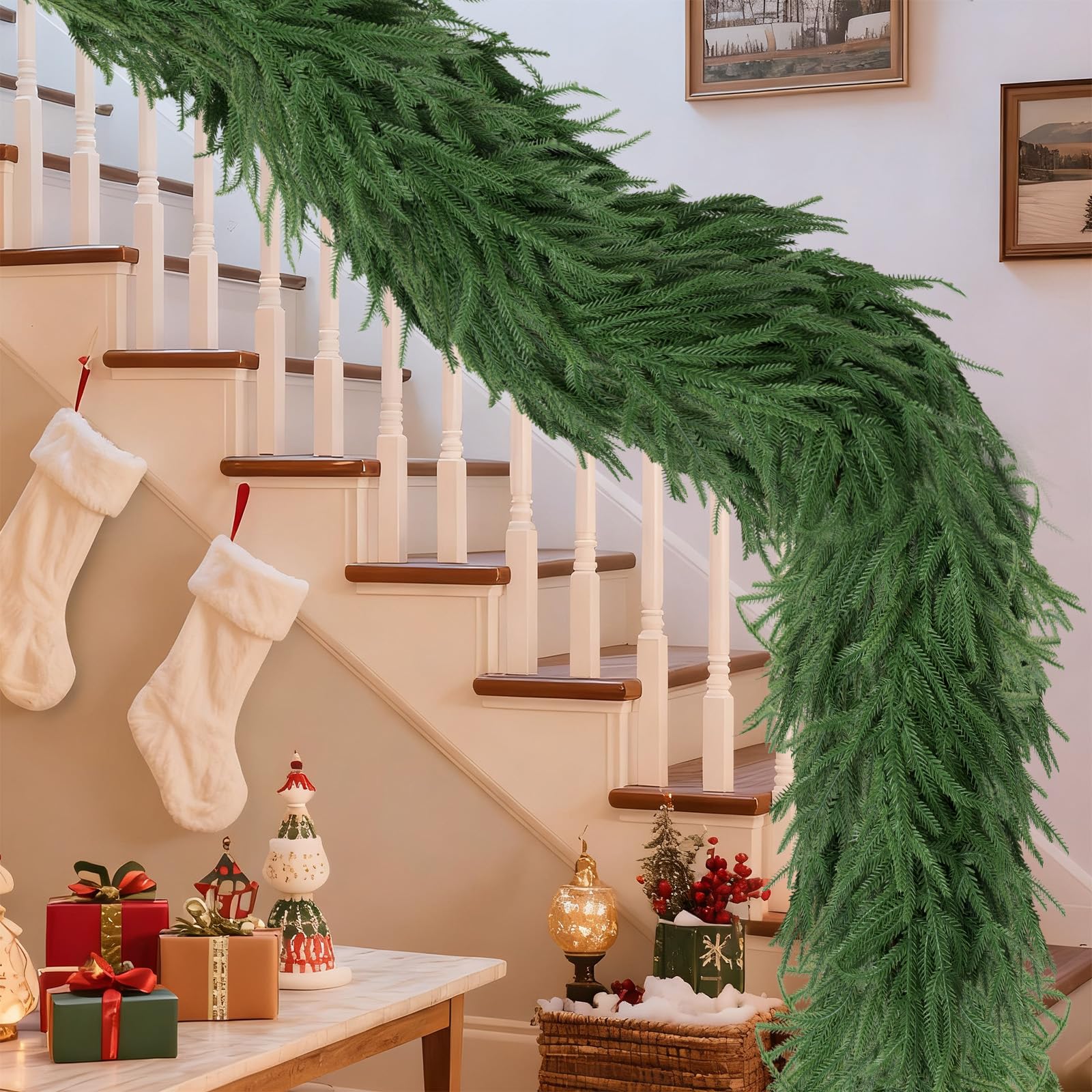 Gixie Home Artificial Norfolk Pine Garland 5Ft Green 2Pcs