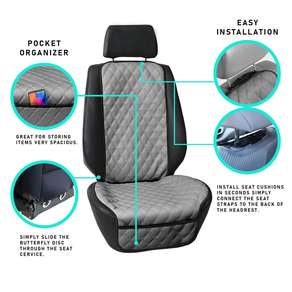 FH Group Car Seat Cushion Faux Leather Airbag Compatible Universal Beige