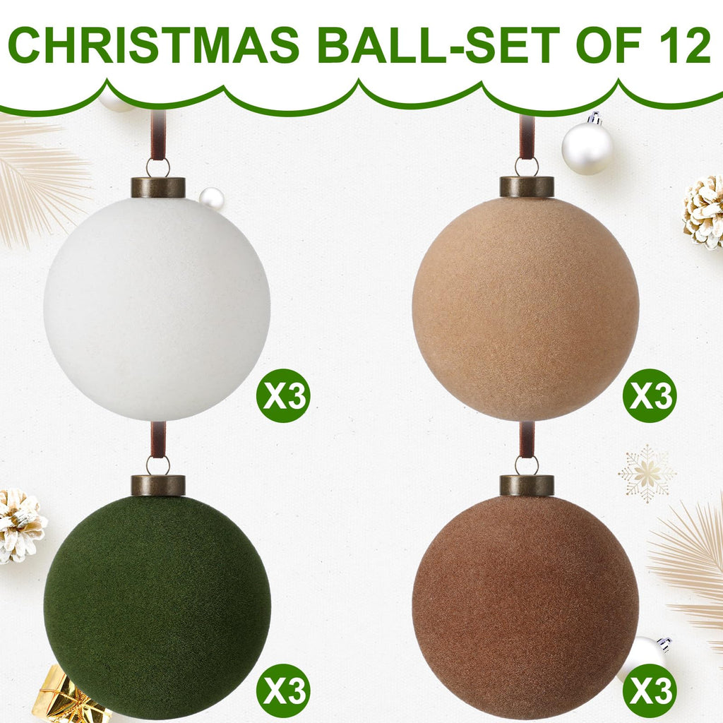Sotiff Christmas Tree Decorations Velvet Balls 2.4 Inch 12 Pcs Multicolor