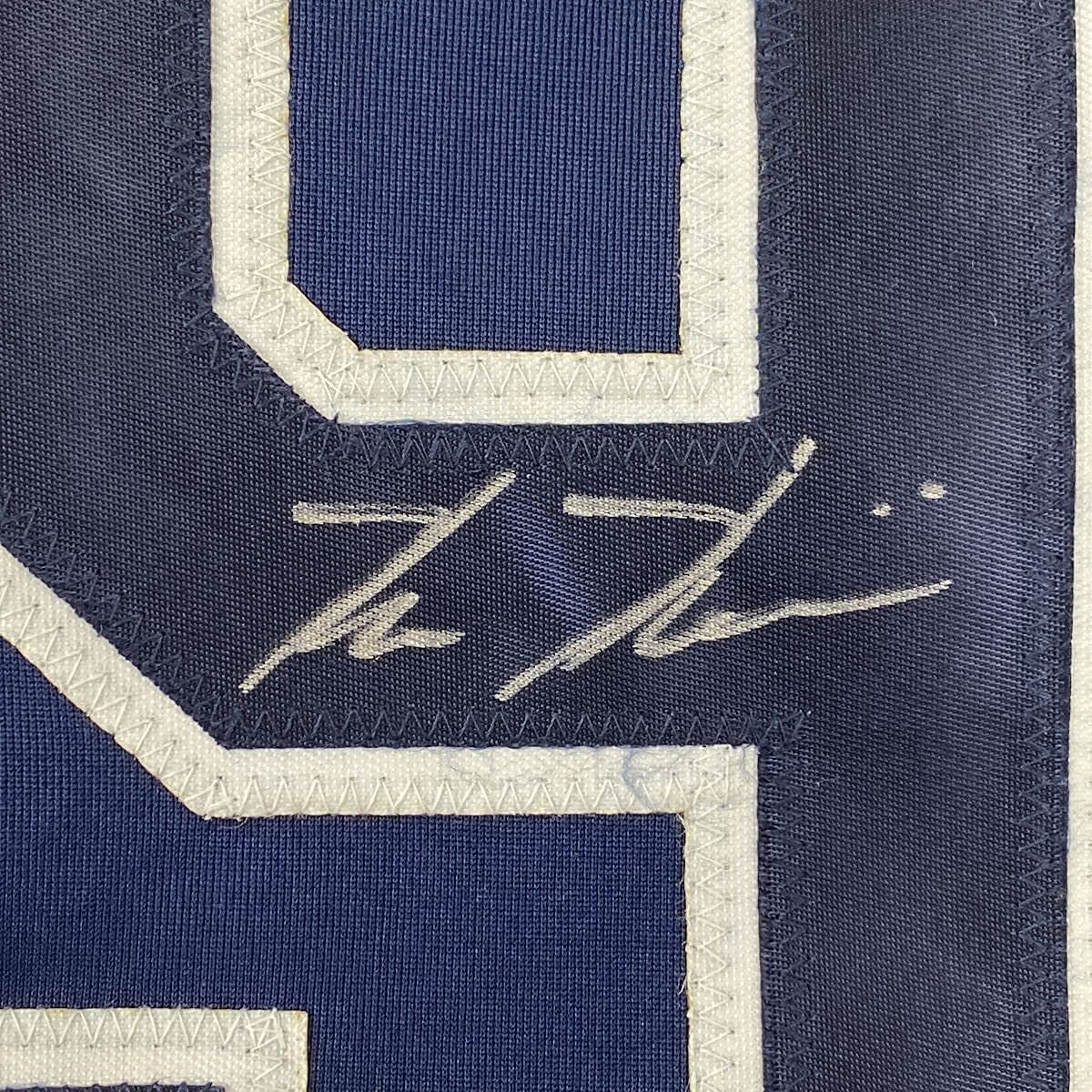Framed Autographed/Signed Kevin Kiermaier 35x39 Tampa Bay Dark Blue Baseball Jersey PSA/DNA COA