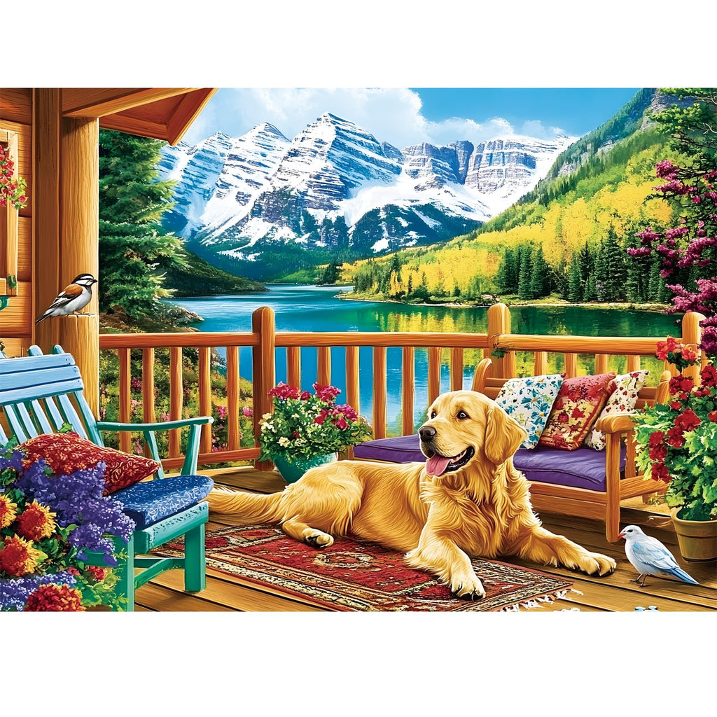Yijingtop Cute Dog Landscape Diamond Painting Kit 12x16in Wall Decor