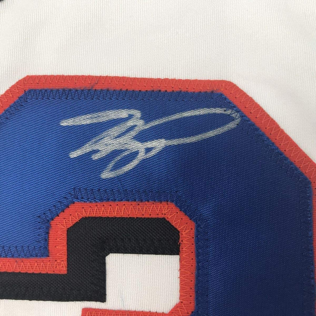 Framed Autographed/Signed Mike Piazza 35x39 New York NY White Baseball Jersey Beckett BAS COA