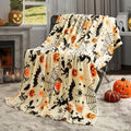 Generic Halloween Throw Blanket Witch Hat Spider Webs Cozy Flannel Multicolor