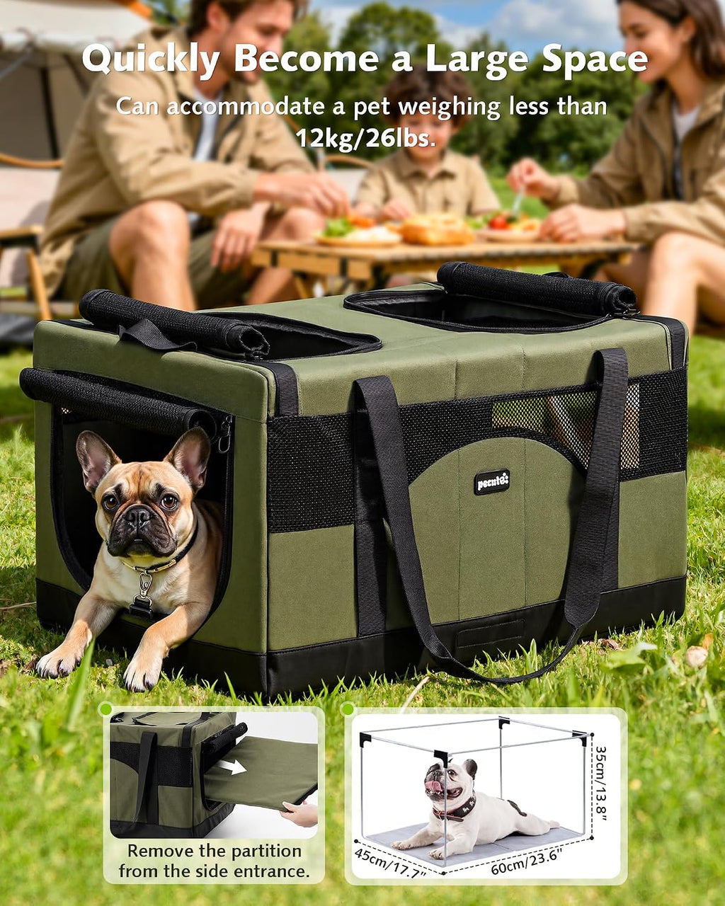 Large Double Cat Carrier with Removable Divider