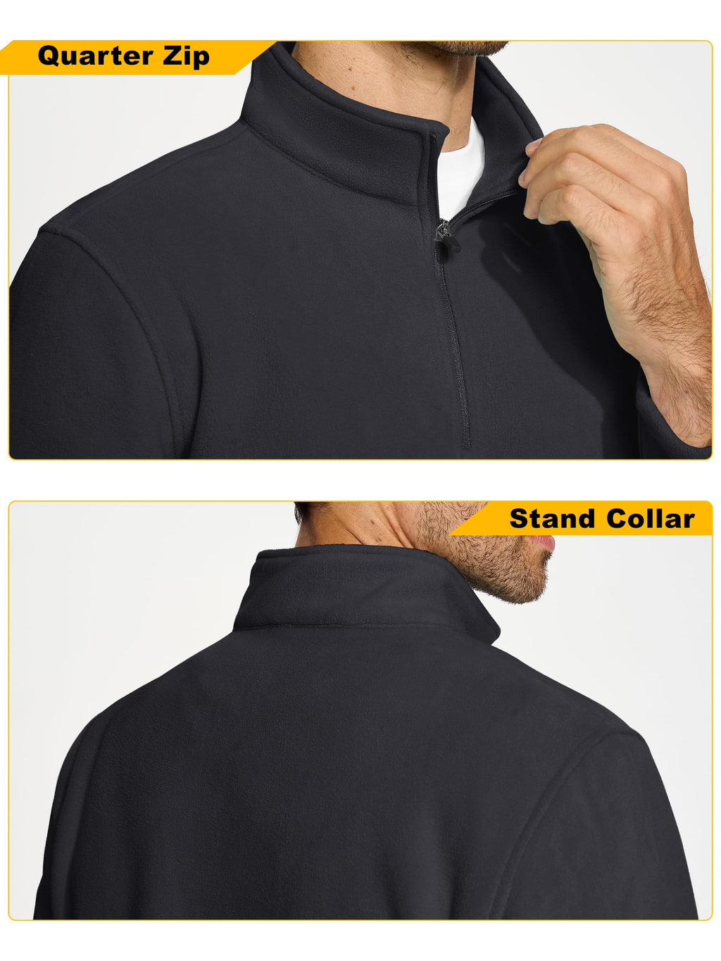 KEFITEVD Men's Quarter Zip Sweatshirt Thermal Fleece Pullover Black Size M