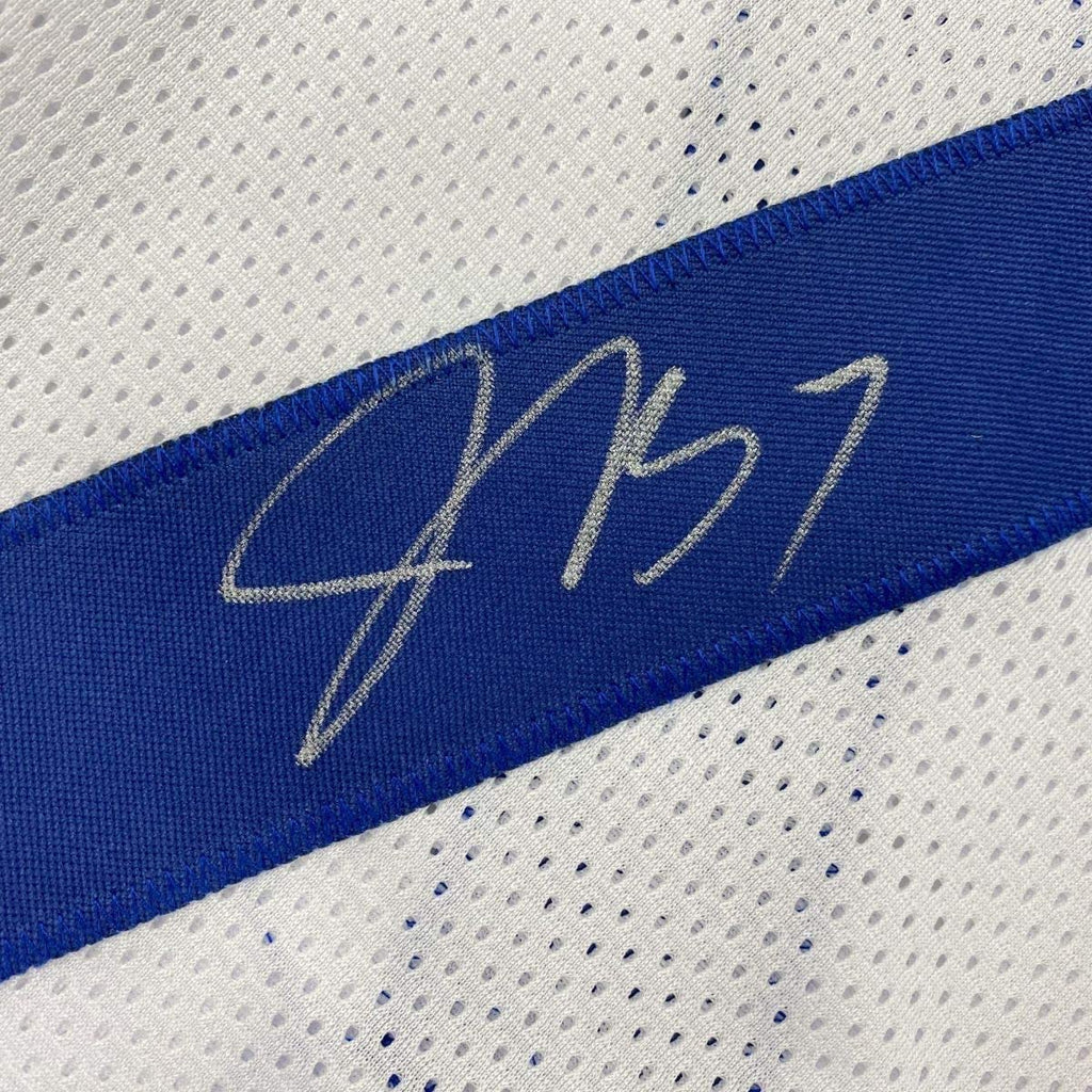 Framed Autographed/Signed Jacoby Brissett 35x39 Indianapolis White Football Jersey JSA COA