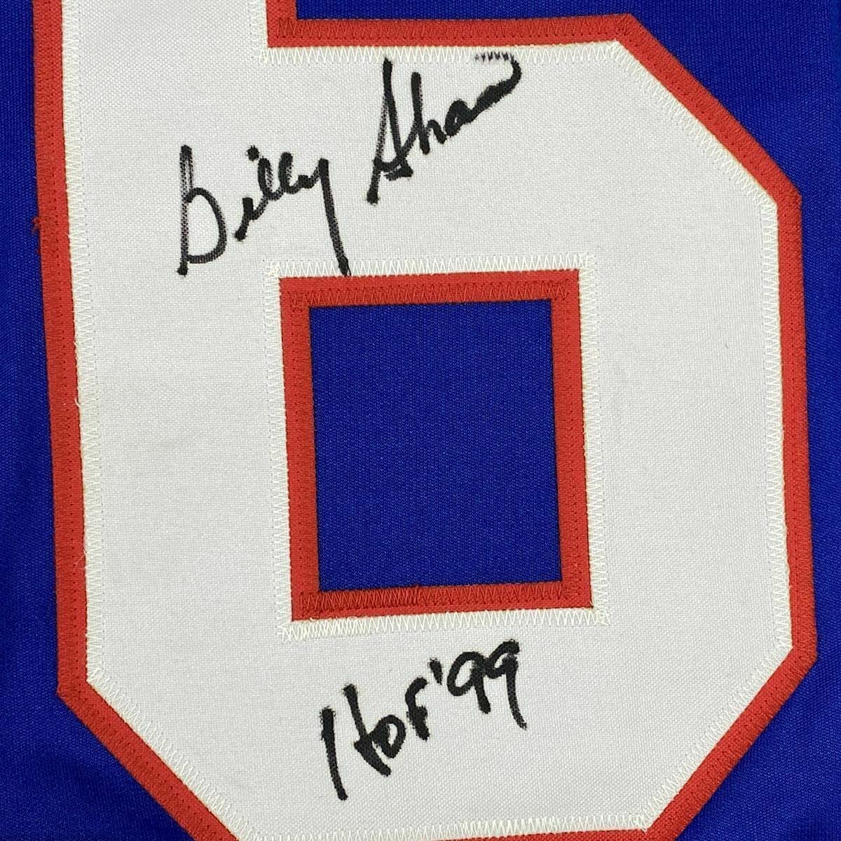 Framed Autographed/Signed Billy Shaw HOF 99 35x39 Buffalo Blue Football Jersey Beckett BAS COA