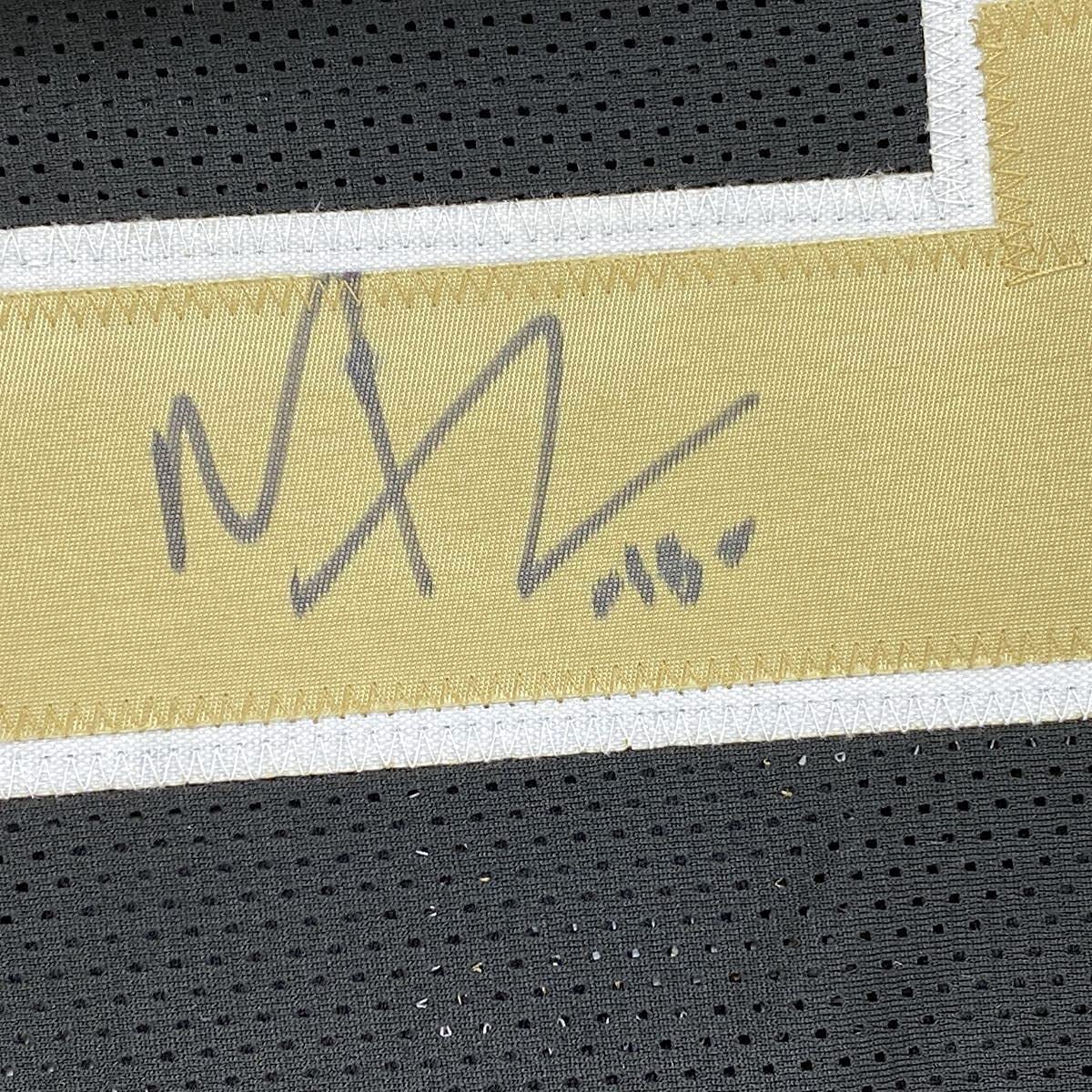 Framed Autographed/Signed Michael Thomas 35x39 New Orleans Black Football Jersey JSA COA