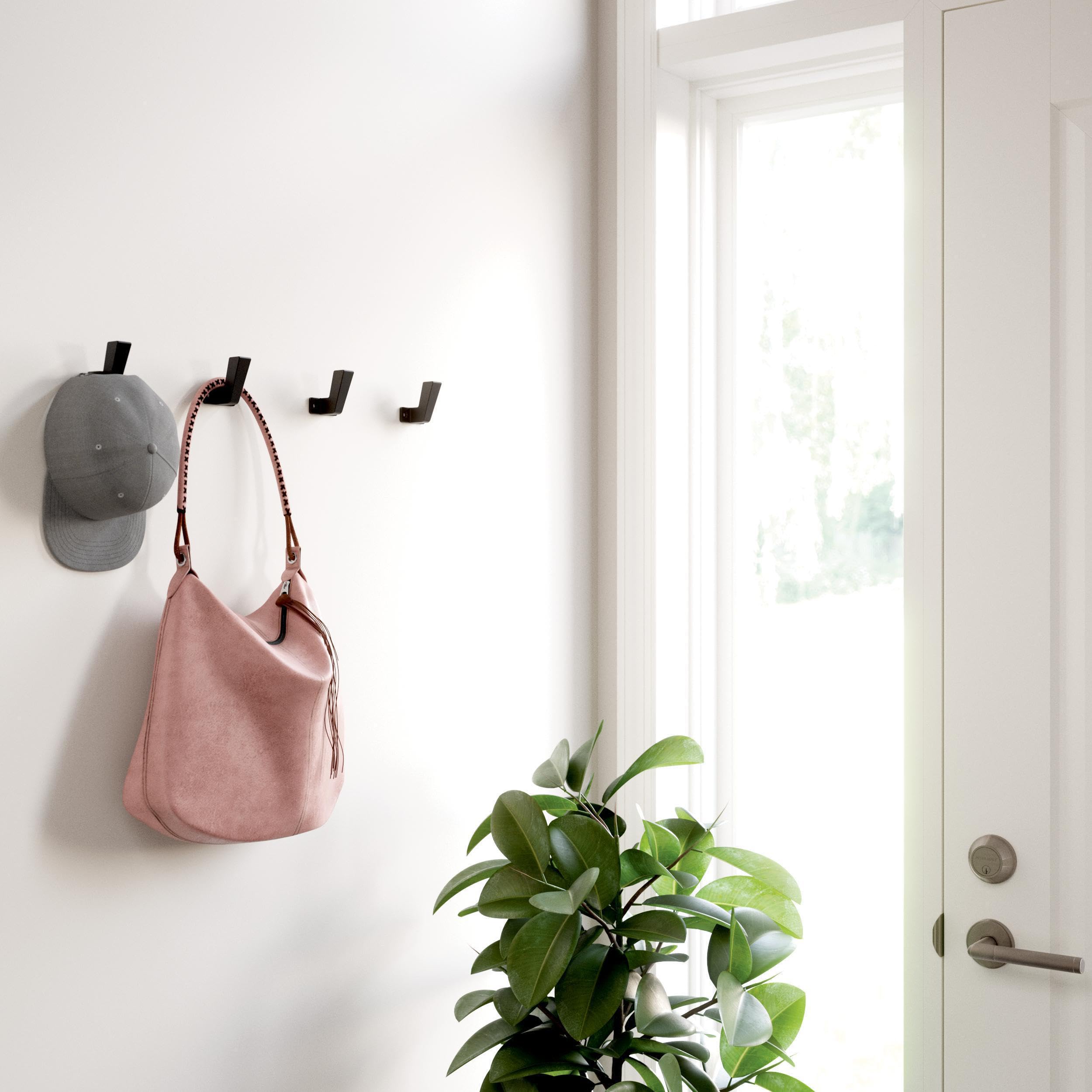 Franklin Brass Geometric Single Wall Hooks Matte Black 5-Pack