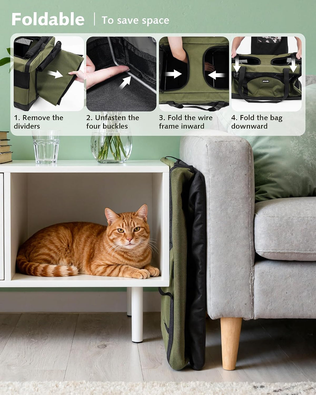 Large Double Cat Carrier with Removable Divider