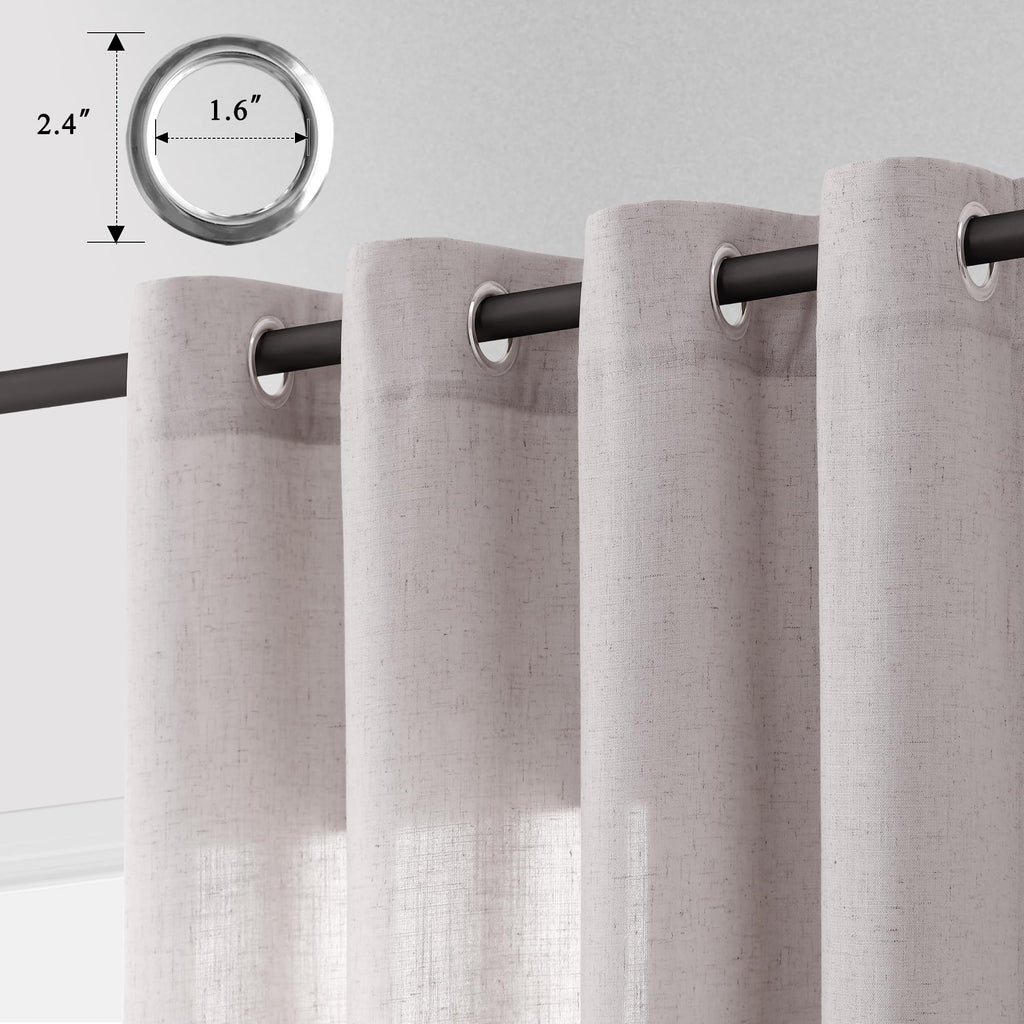 Aersas Champagne Linen Curtains 52x108in 2 Panels Grommet Light Filtering