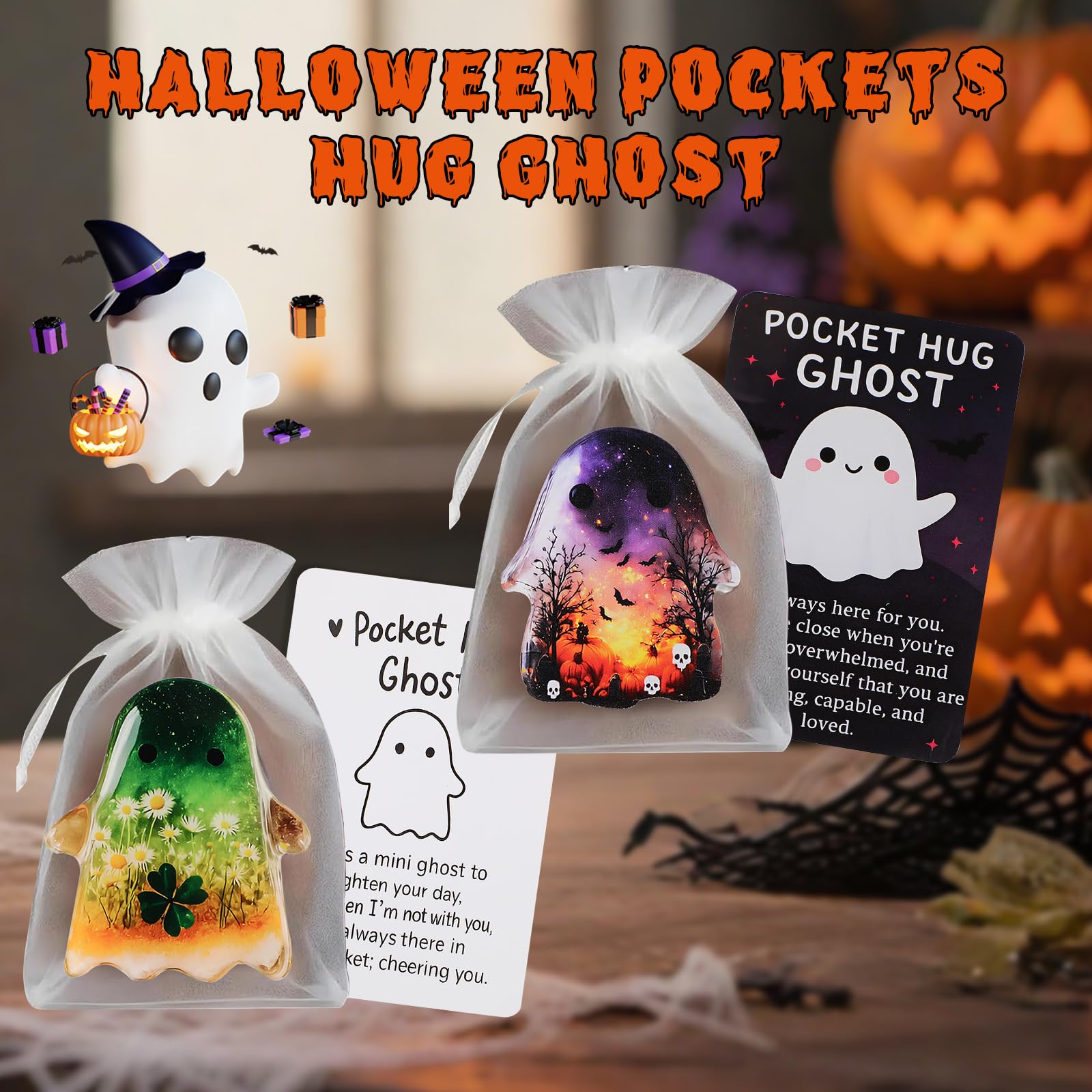 Generic Ghost Pocket Cards Halloween Comfort Black Inspirational Card A