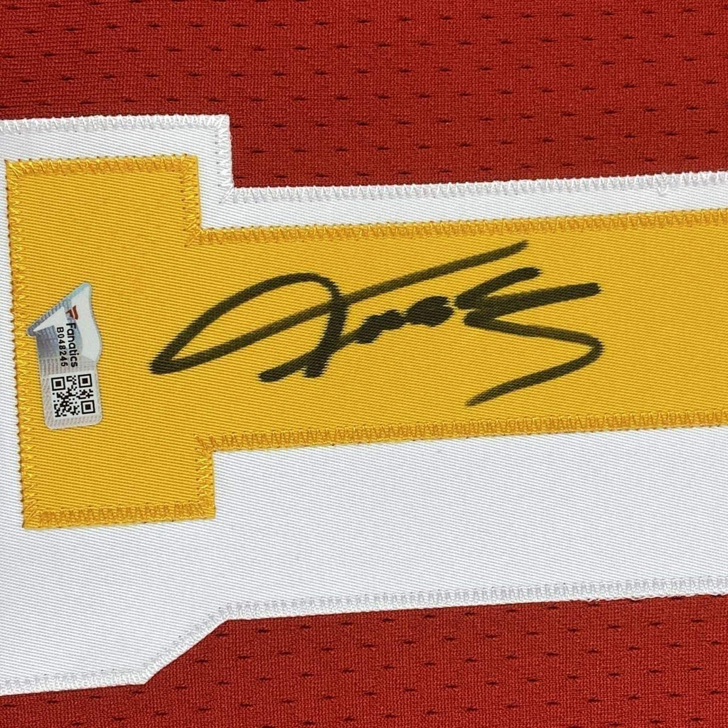 Framed Autographed/Signed Tracy McGrady 35x39 Houston Rockets Red Authentic Swingman Mitchell & Ness Basketball Jersey Fanatics COA