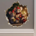 My Wonderful Walls Christmas Family Mouse Hole Decal 3D Effect 5x5 Multi