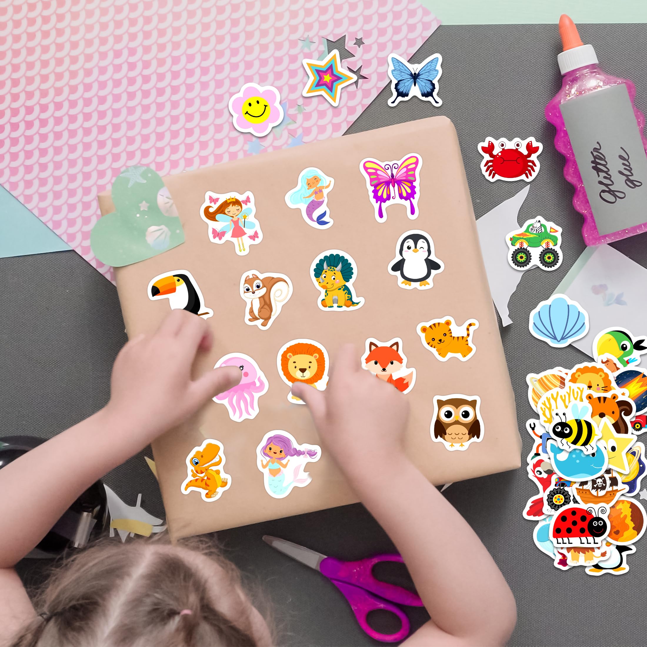 Bolcguri Cartoon Water Bottle Stickers 100 pcs Waterproof Vinyl Decals Colorful