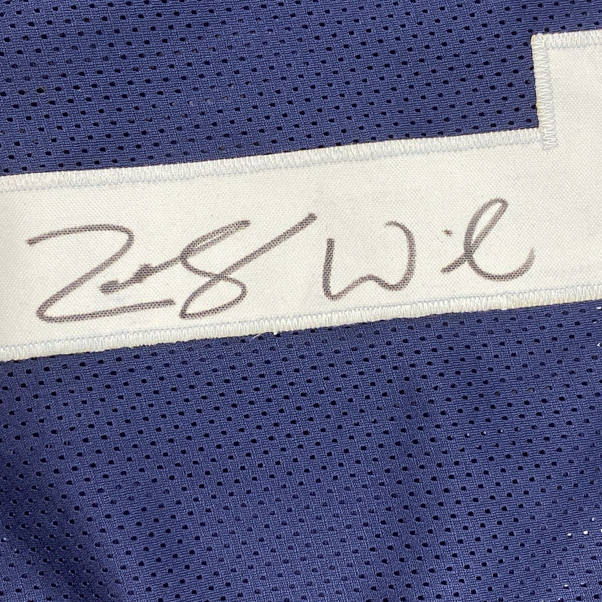Framed Autographed/Signed Zach Wilson 35x39 BYU Blue College Football Jersey Beckett BAS COA