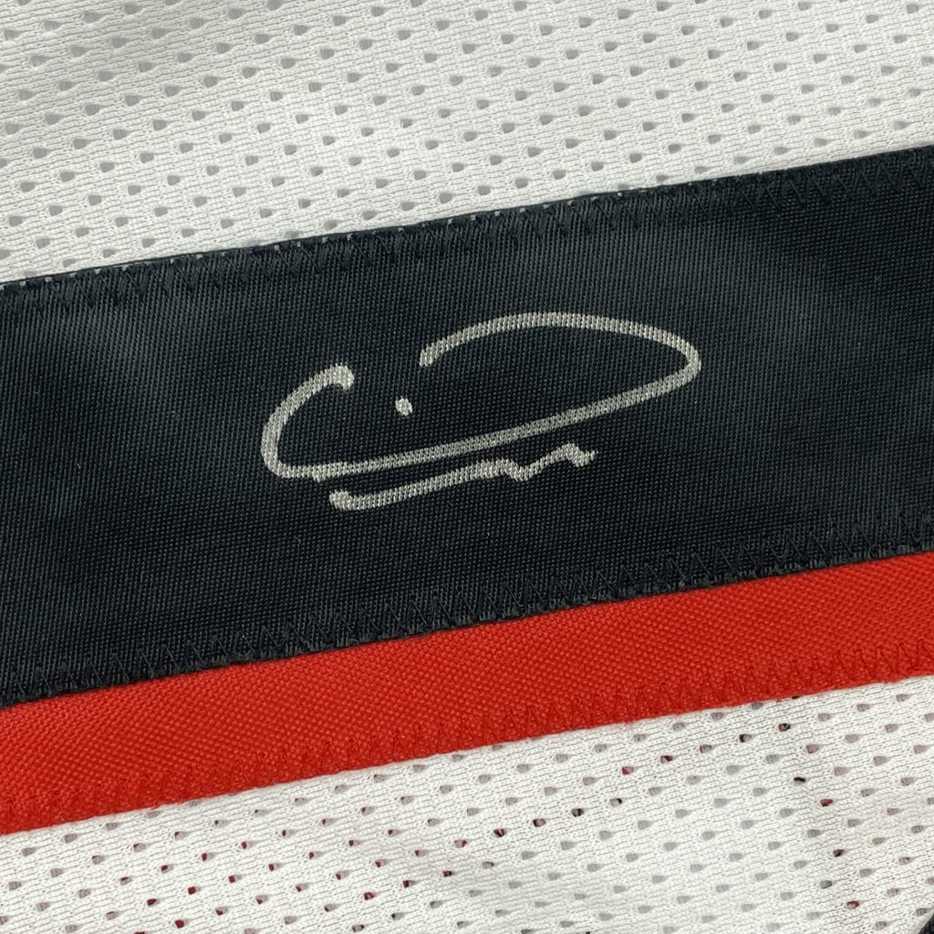 Framed Autographed/Signed Calvin Ridley 35x39 Atlanta White Football Jersey JSA COA