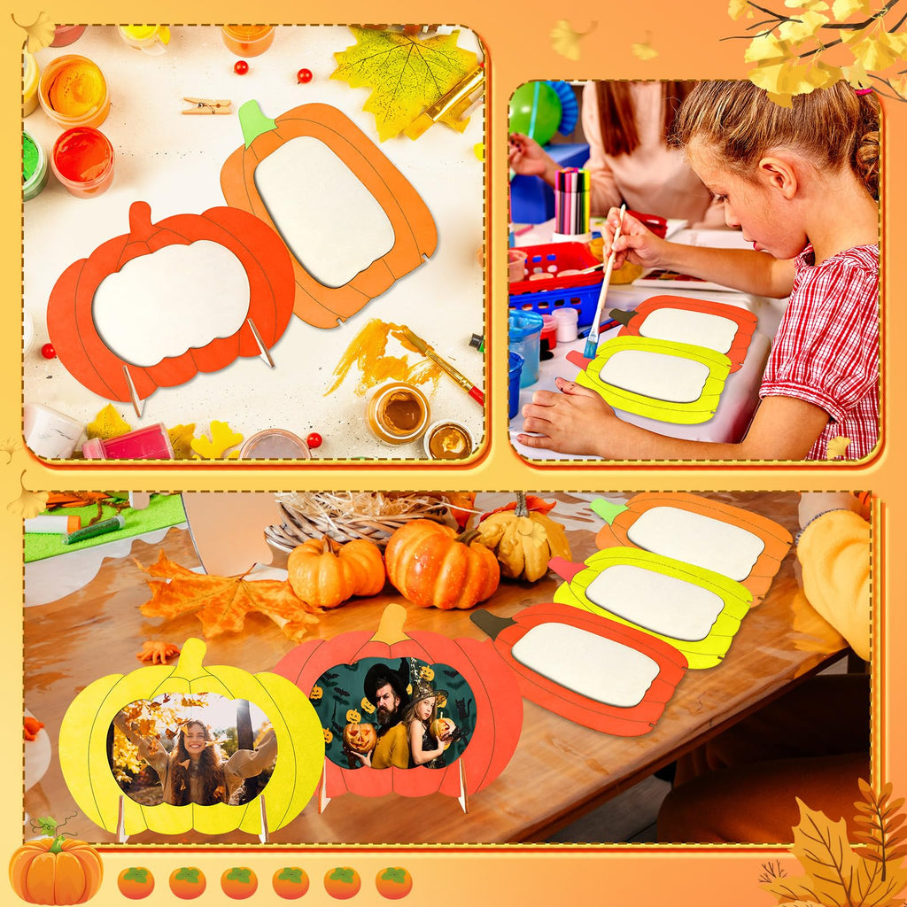 Geelin 6 Pack Wooden Pumpkin Picture Frames Unfinished 5.5x7.48in Fall Decor