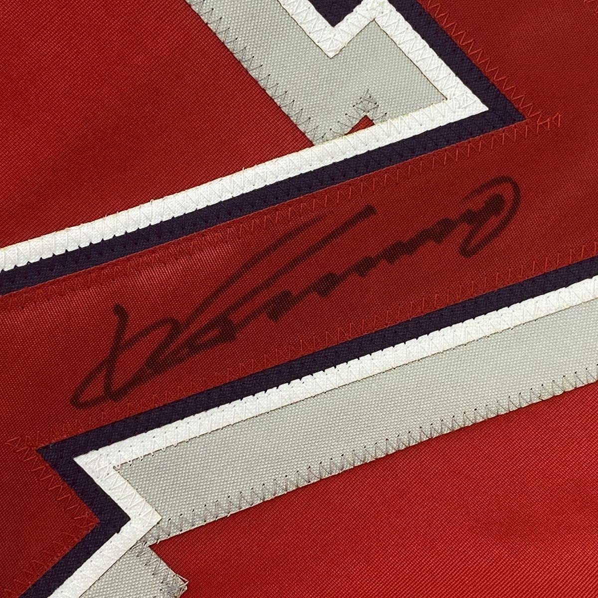Framed Autographed/Signed Vladimir Vlad Guerrero 35x39 Los Angeles LA Anaheim Red Baseball Jersey JSA COA