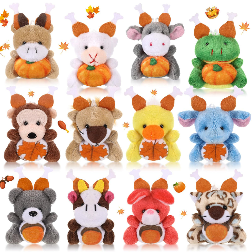 Blueweenly Thanksgiving Mini Plush Toys Pumpkin Maple 12 Pcs 2.76-3.15in