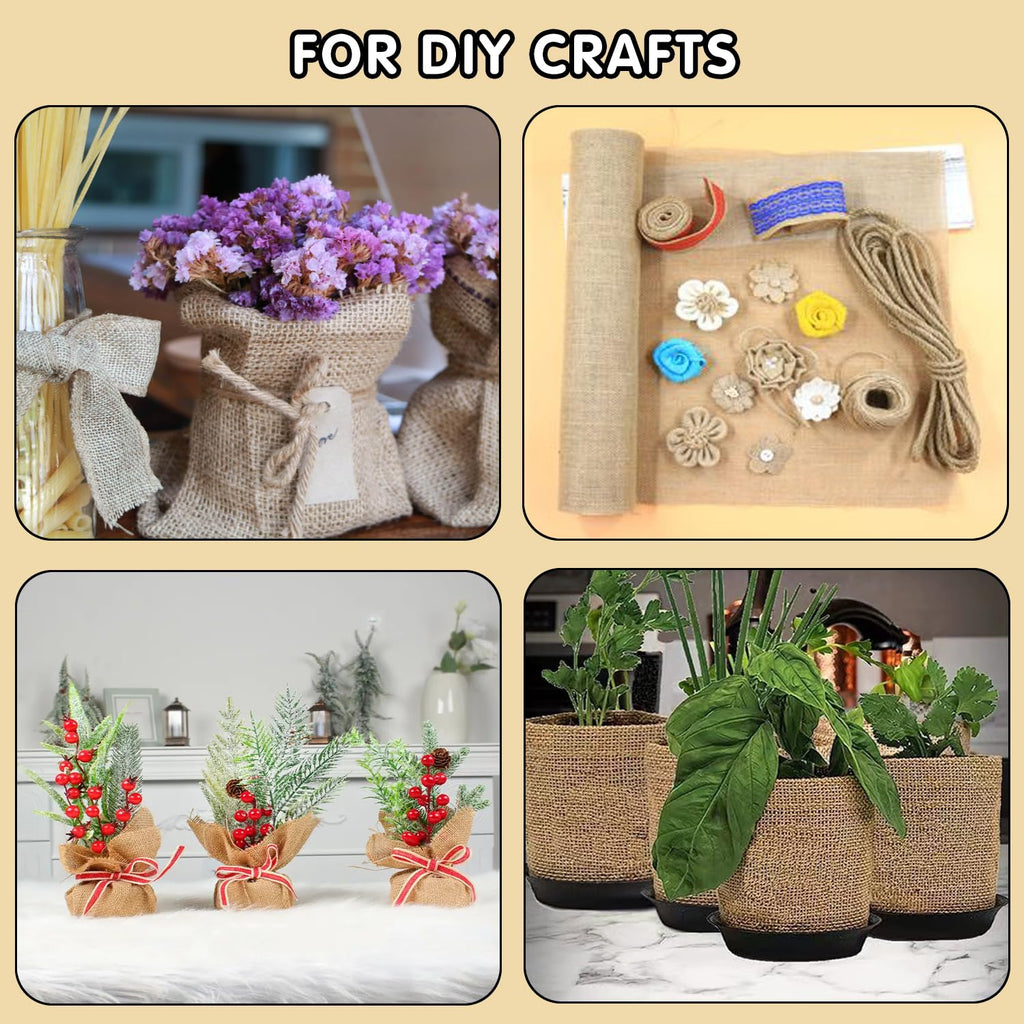 Medoore Natural Burlap Tree Protector Wraps 7.8"x9.8' 4 Rolls Jute