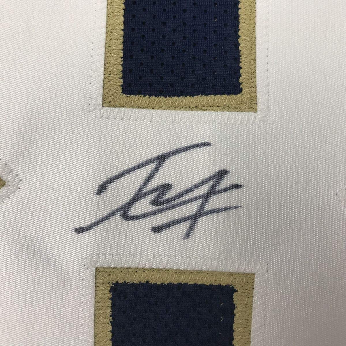 Framed Autographed/Signed Tyler Eifert 35x39 Notre Dame Blue College Football Jersey JSA COA