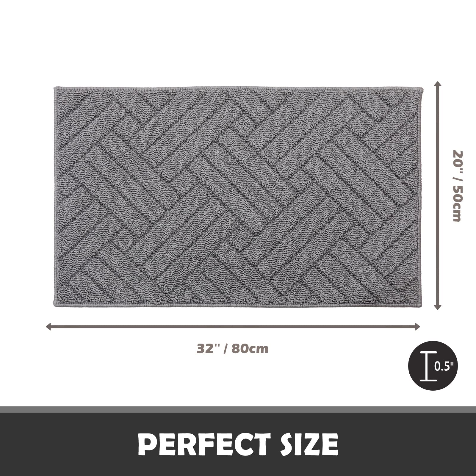 JEEDOVIA Indoor Door Mat Non-Slip Rubber Backing Grey 20x31.5