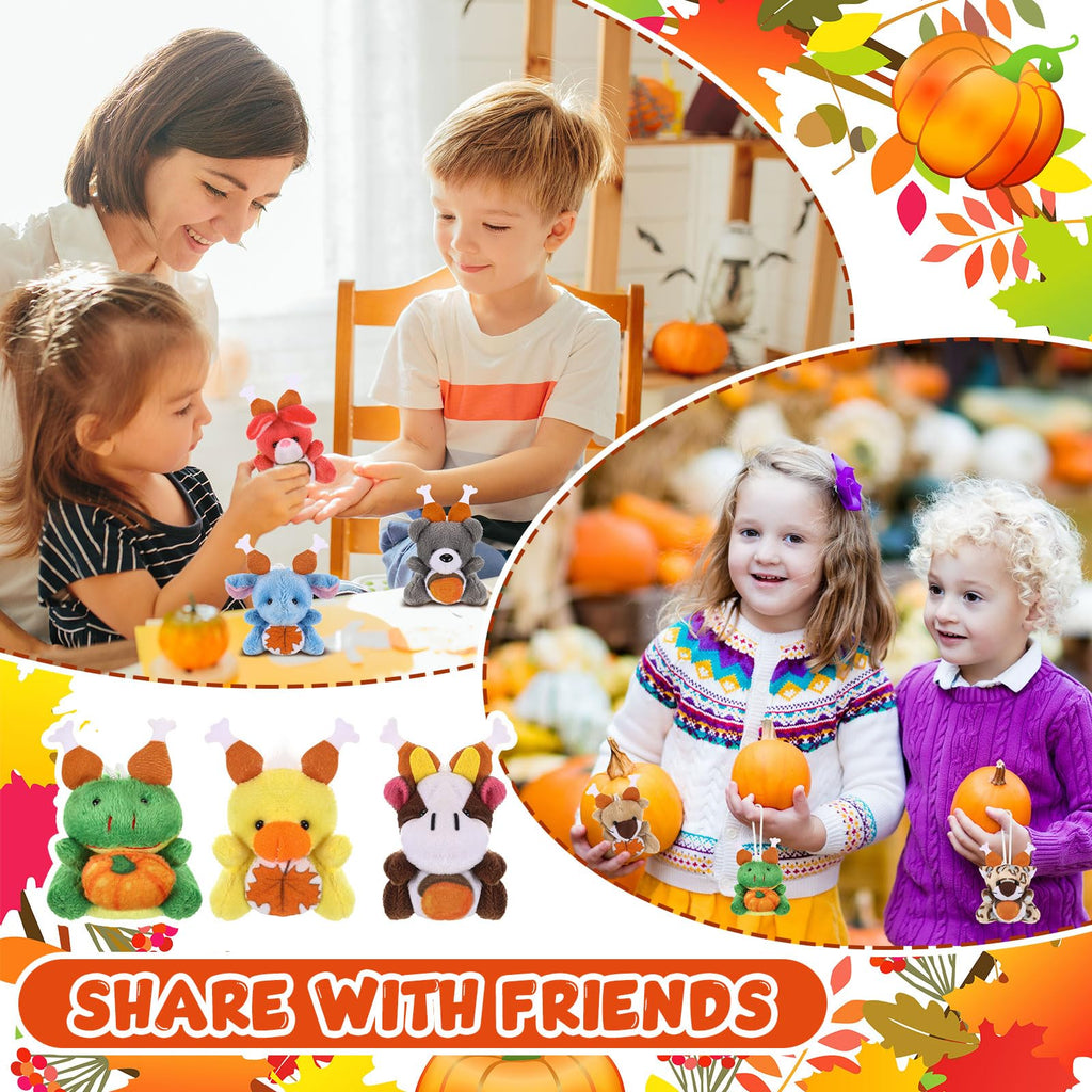 Blueweenly Thanksgiving Mini Plush Toys Pumpkin Maple 12 Pcs 2.76-3.15in