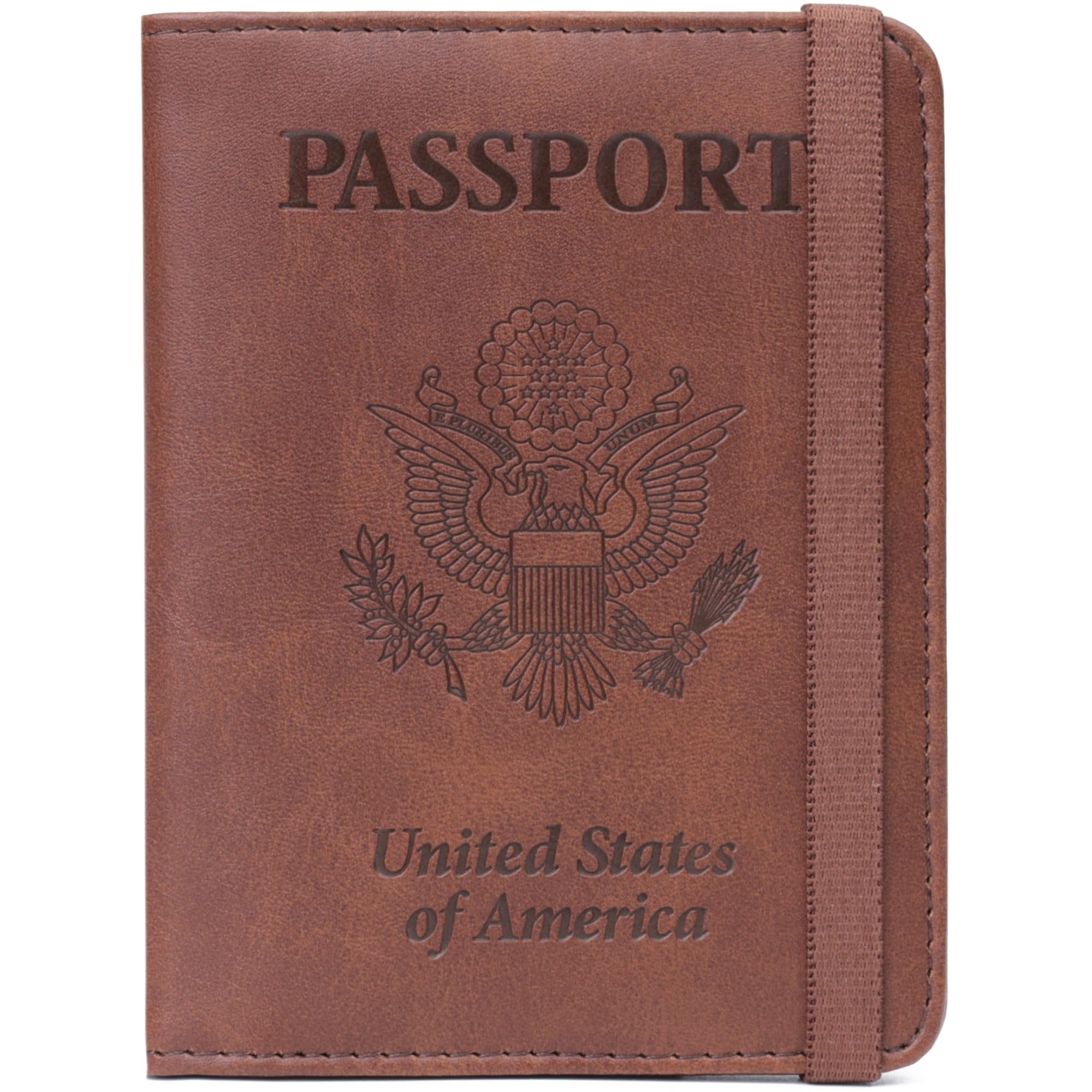 Shvigel US RFID Blocking Passport Holder Travel Case Brown Small