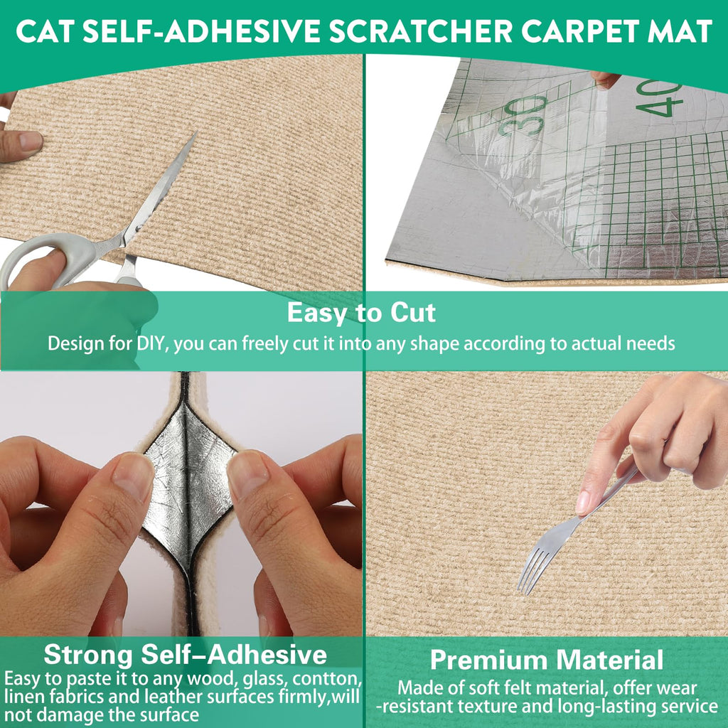 YITMOYM Trimmable Cat Scratcher Mat 39.4x15.8in Self-Adhesive Felt Fiber