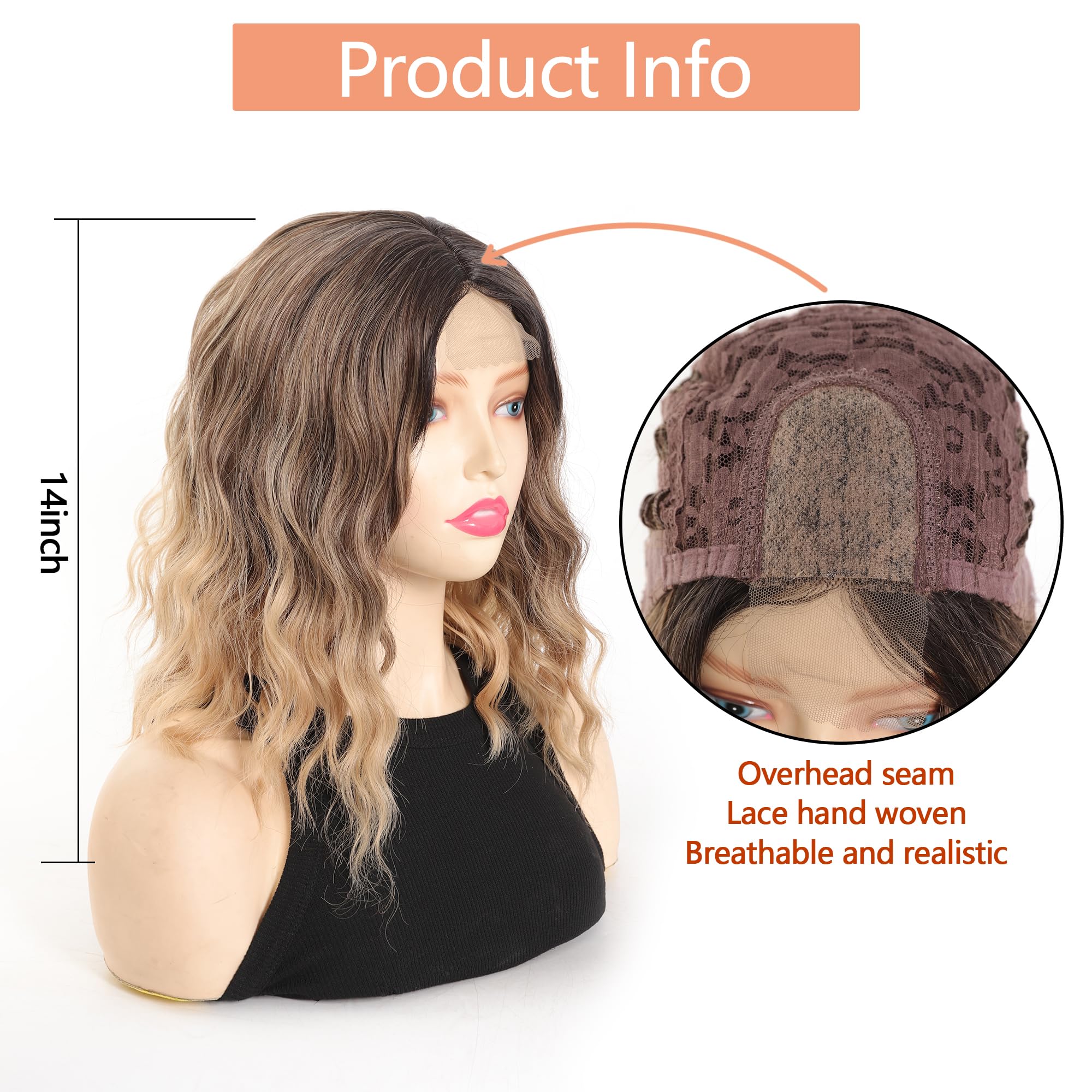 Maforsoon Wigs for Women Short Wave Synthetic Curly Wig 14inch