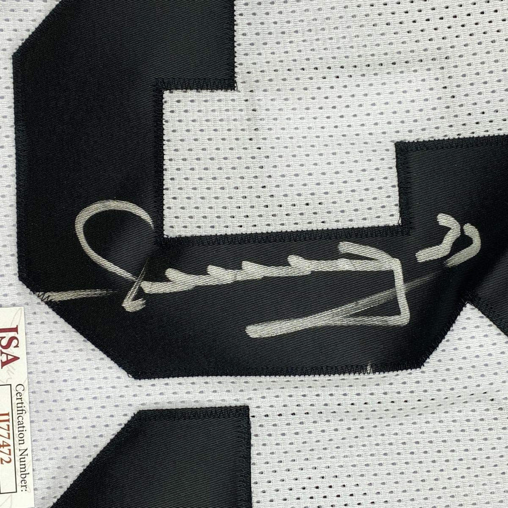 Framed Autographed/Signed Merril Hoge 35x39 Pittsburgh White Football Jersey JSA COA