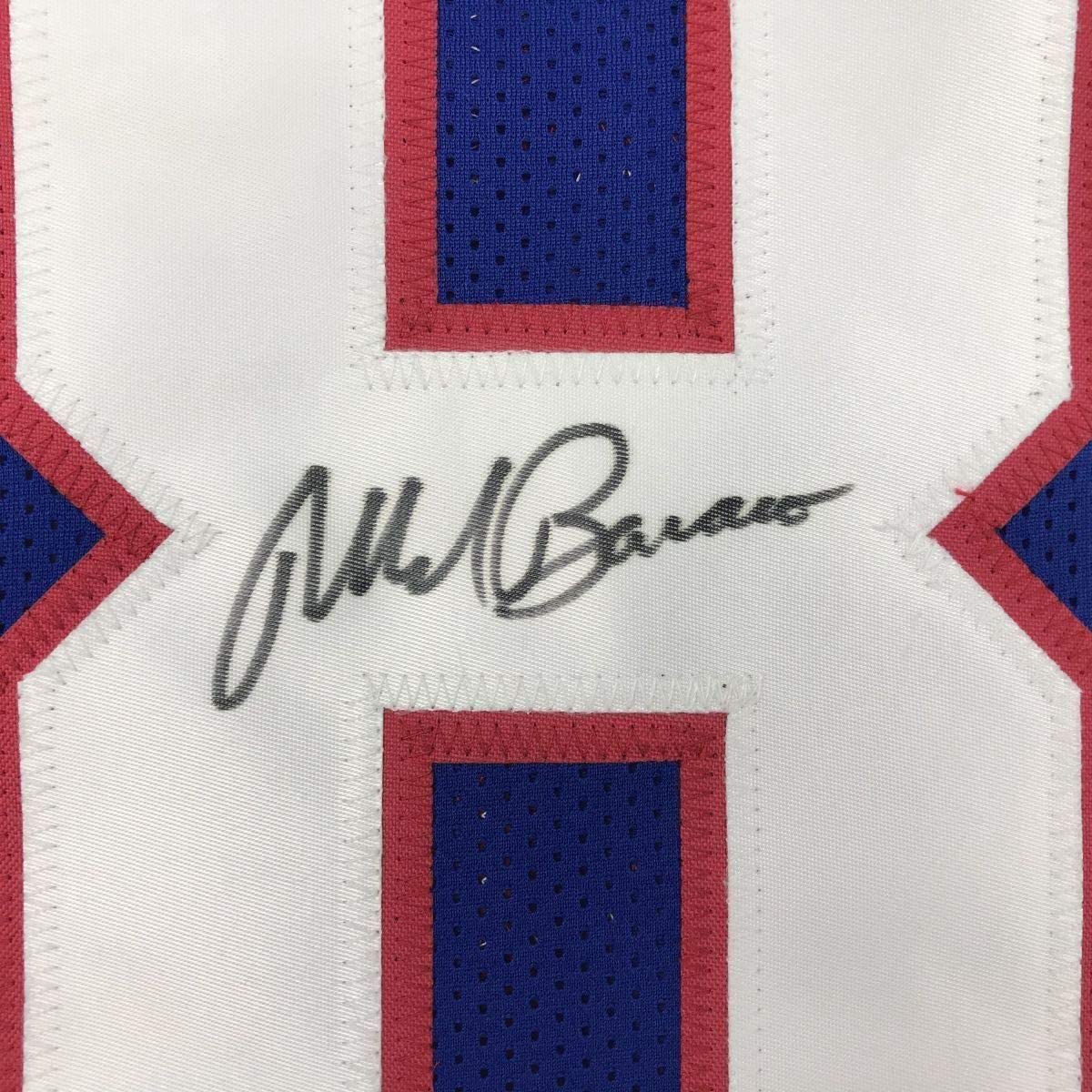 Framed Autographed/Signed Mark Bavaro 35x39 New York Blue Football Jersey PSA/DNA COA