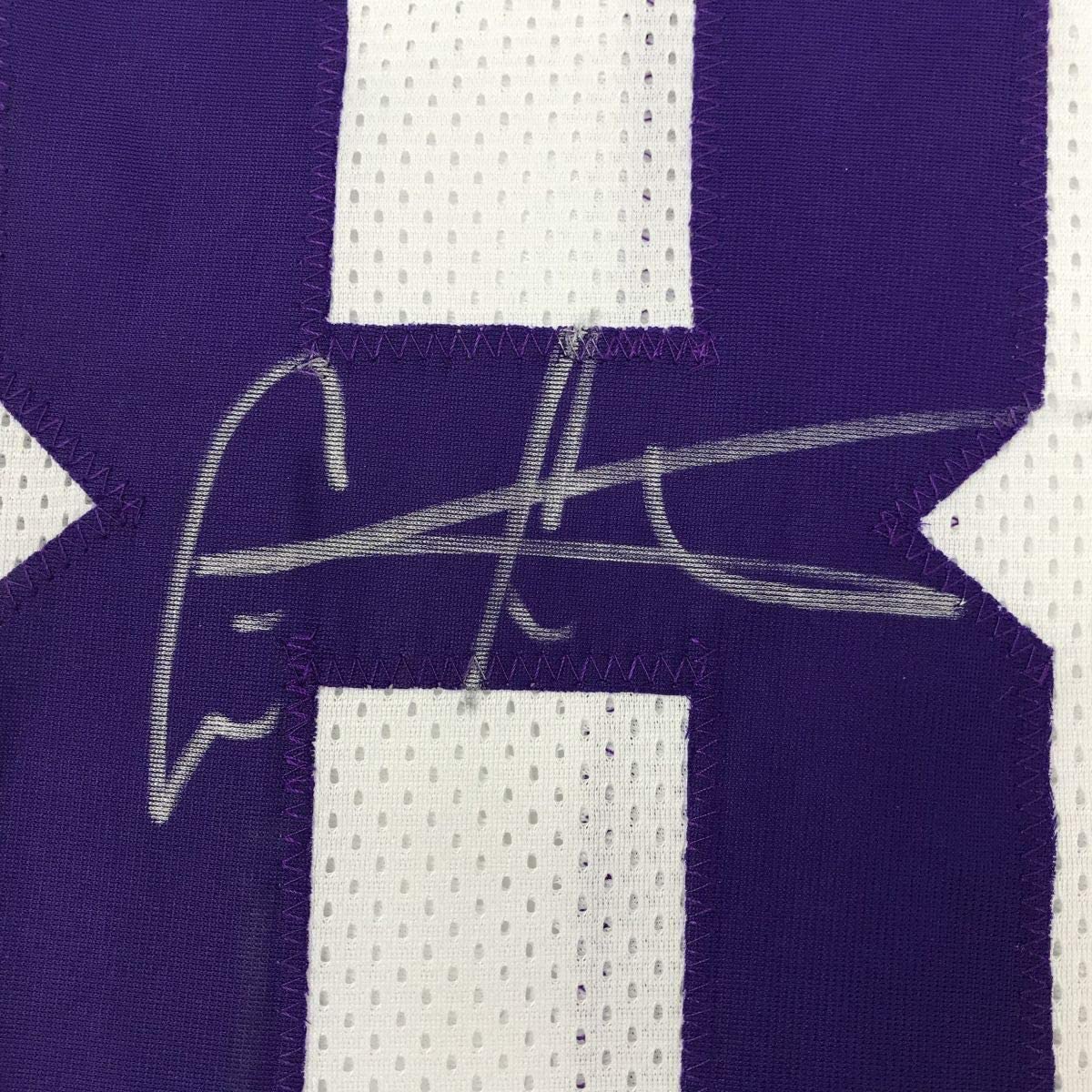 Framed Autographed/Signed Cris Carter 35x39 Minnesota White Football Jersey JSA COA