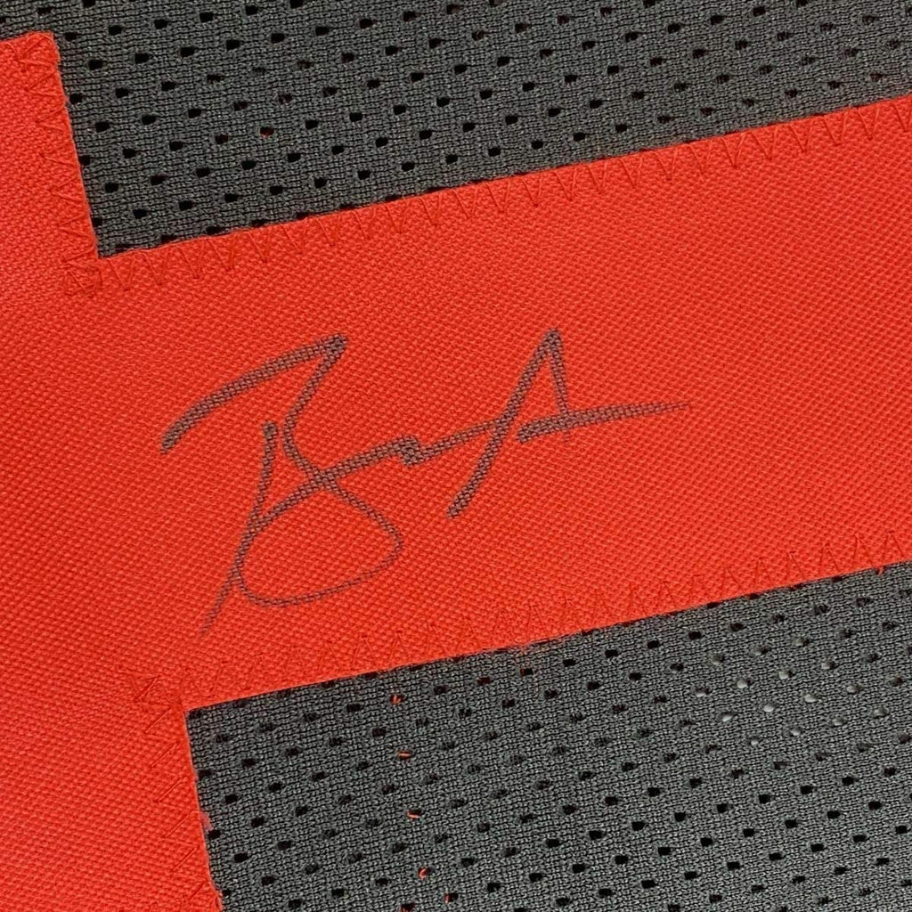 Framed Autographed/Signed Brandon Aiyuk 35x39 San Francisco Black Football Jersey JSA COA