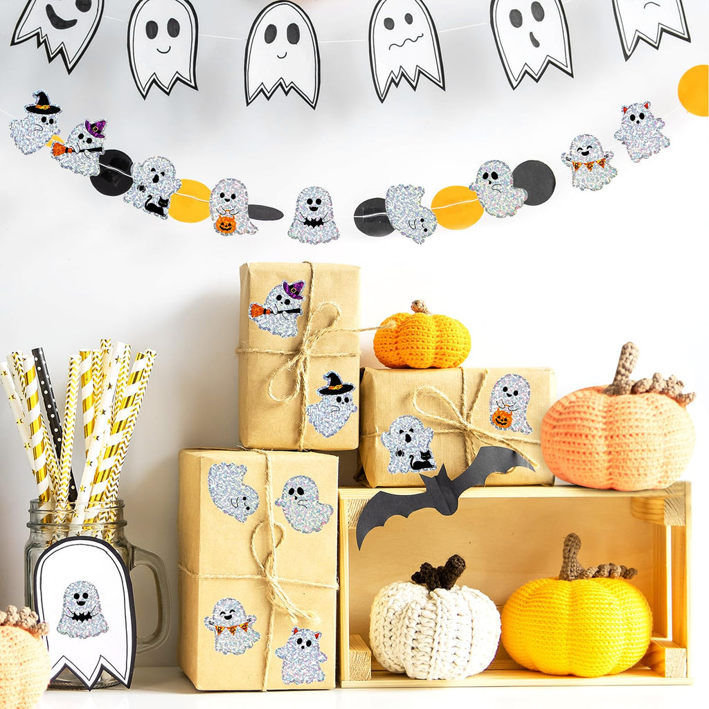 COCHIE Halloween J-O-Lantern Stickers 480pcs 1.5in Laser Ghost