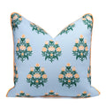 TIDEVERA Throw Pillow Cover Water Repellent Baby Blue Orange Floral 18x18