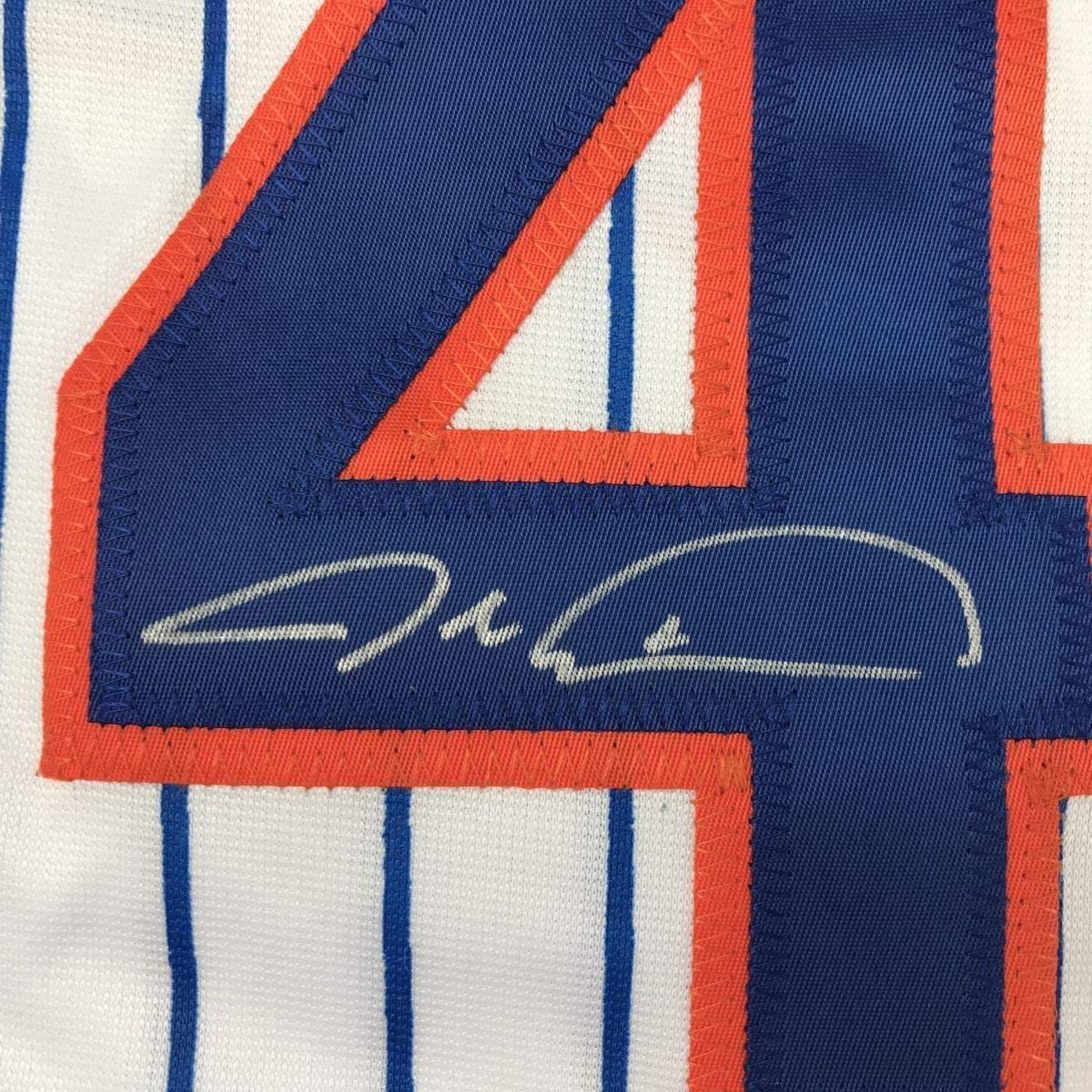 Framed Autographed/Signed Jacob DeGrom 35x39 New York NY Pinstripe Baseball Jersey JSA COA