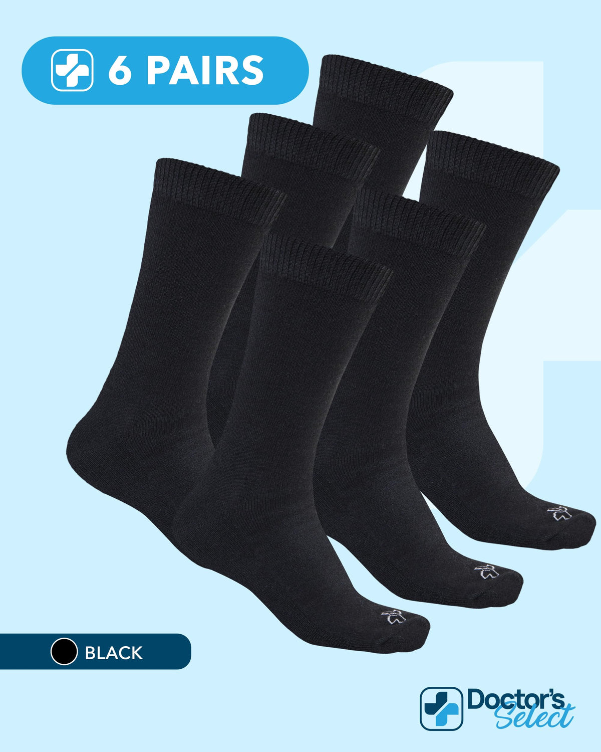 Doctor's Select Diabetic Socks for Women - 6 Pairs Knit Womens Diabetic Socks for Swollen Feet, Bamboo Viscose, Non-Binding Top LXL-6Wht
