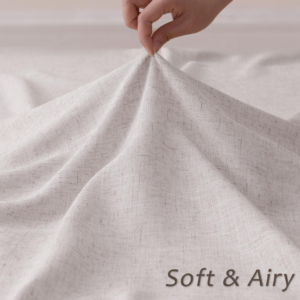 Aersas Champagne Linen Curtains 52x108in 2 Panels Grommet Light Filtering