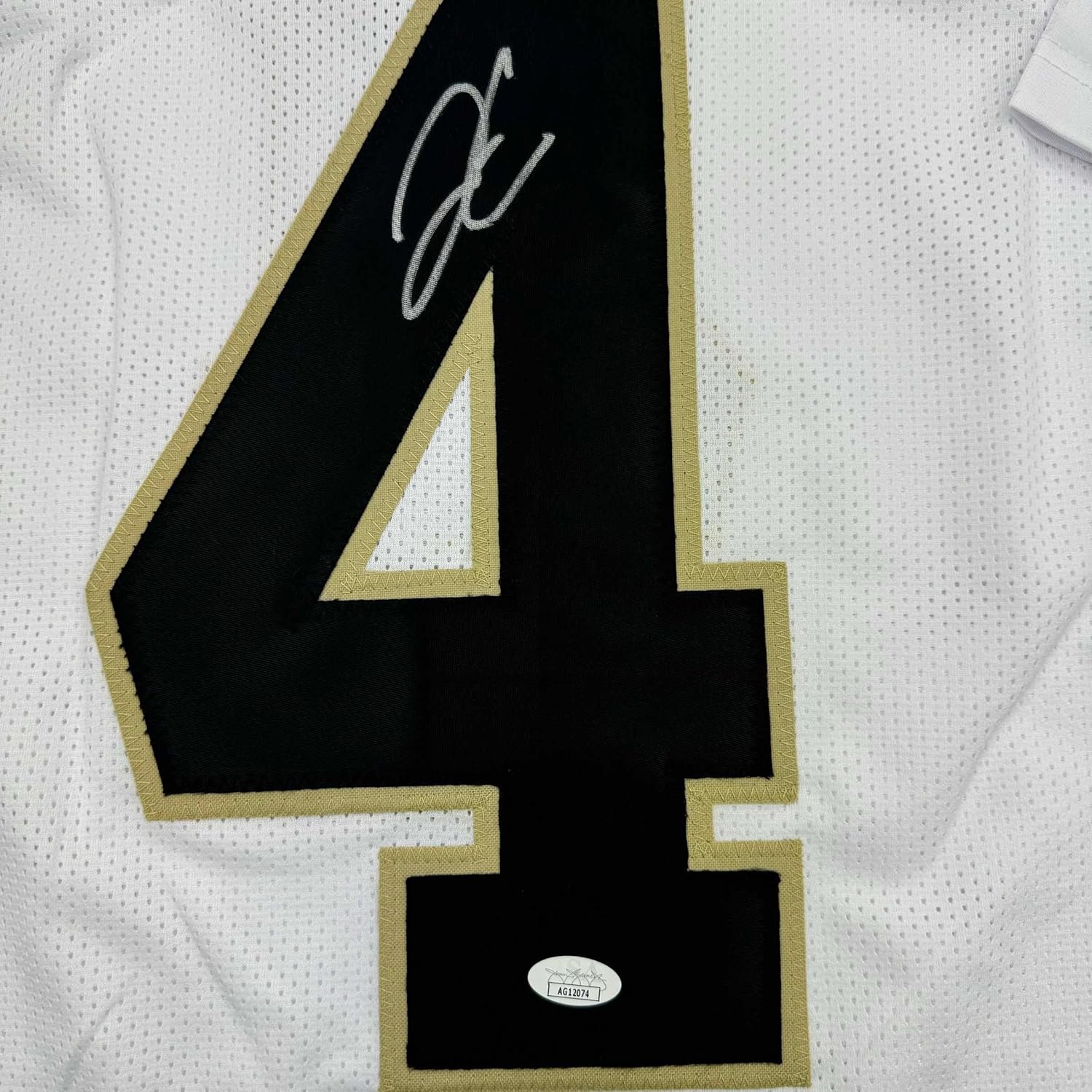 Framed Autographed/Signed Derek Carr 35x39 New Orleans White Football Jersey JSA COA