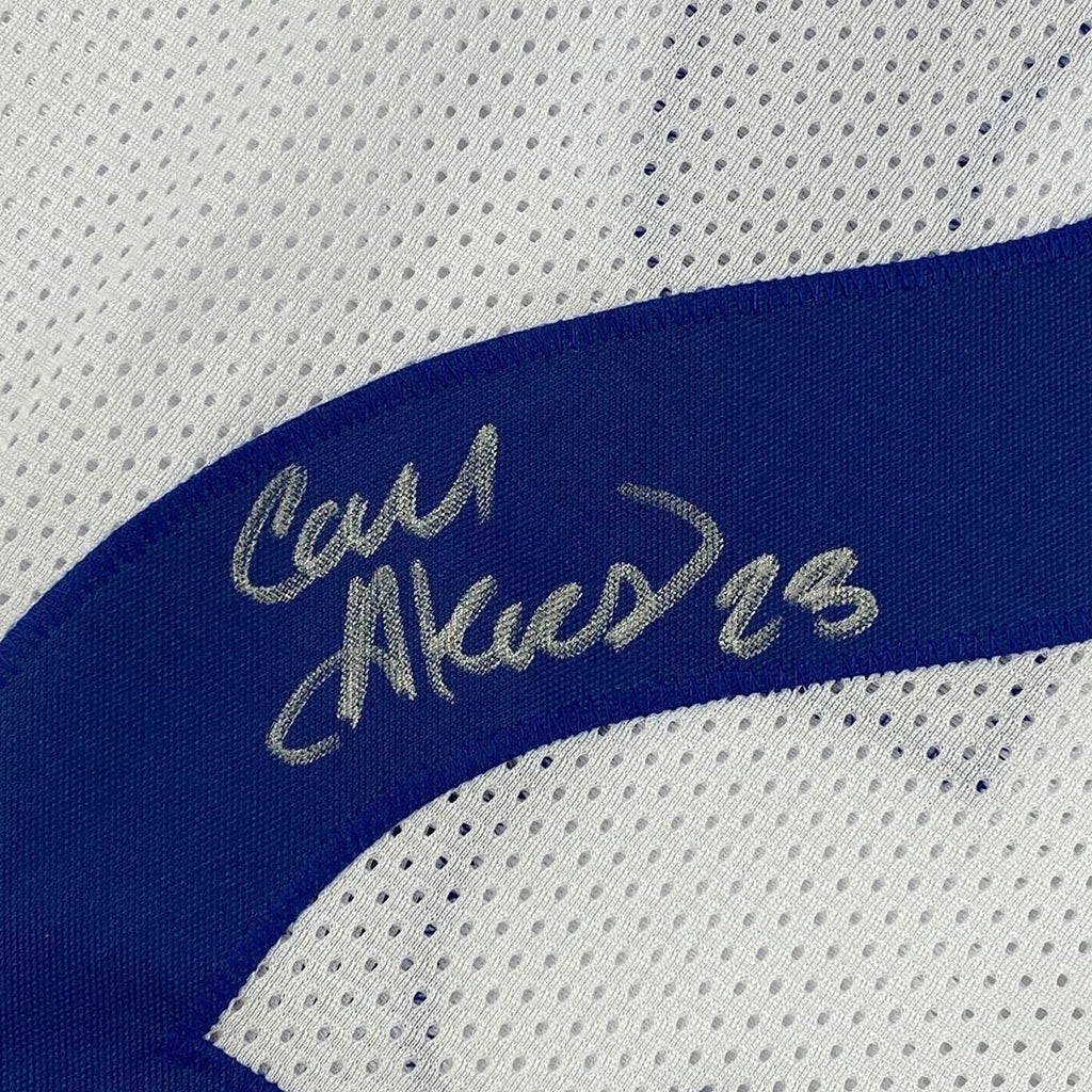 Framed Autographed/Signed Cam Akers 35x39 Los Angeles LA White Football Jersey JSA COA