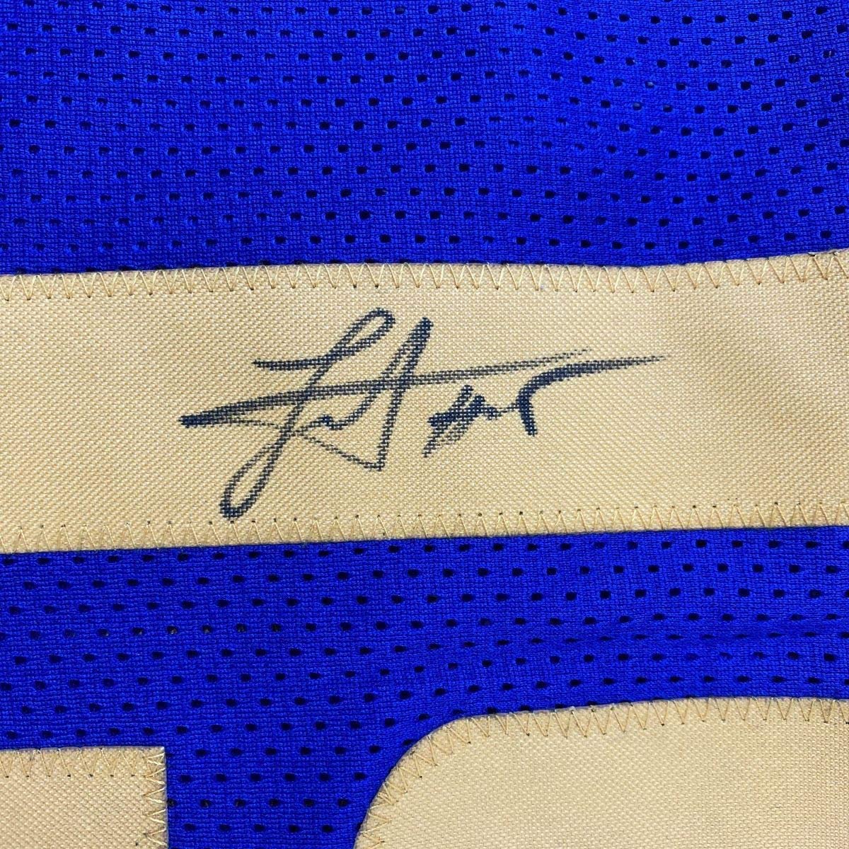 Framed Autographed/Signed Nikola Jokic 35x39 Denver Royal Blue Basketball Jersey JSA COA