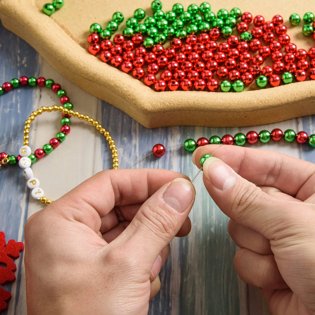 DECYOOL Christmas Jewelry Beads Set 1800pcs Red Green Silver Gold Small